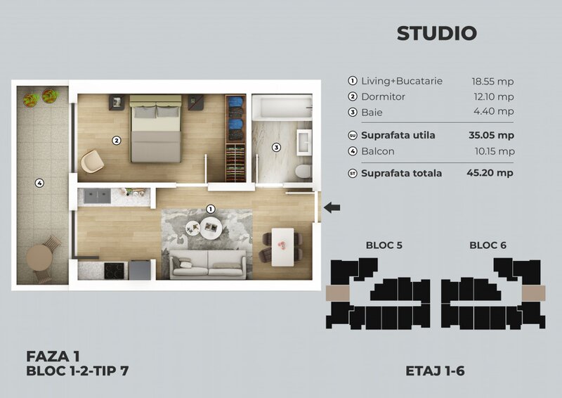 Ilfov Apartament Tip Studio - Siena Residence: Spatiu, Confort si Facilitati de Top!